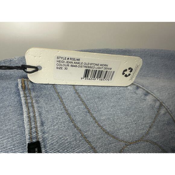 NWT Rollas Heidi Ankle Old Stone Jeans Blue Denim Distressed High Rise Size 30 - Picture 10 of 16